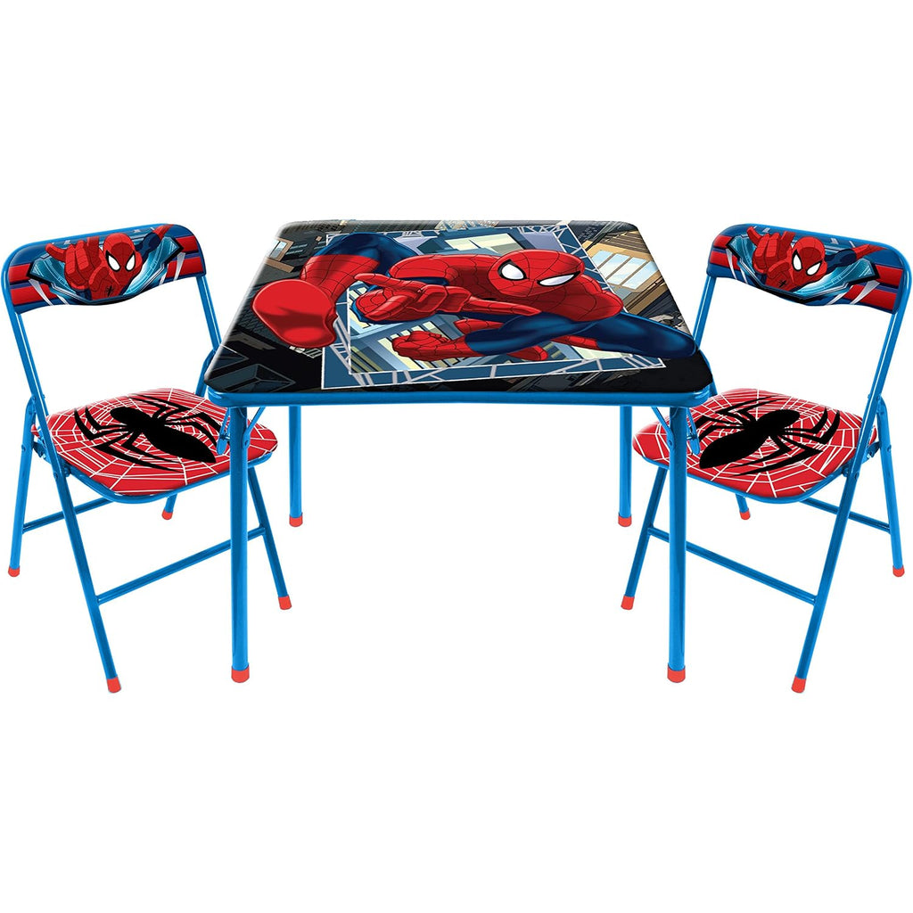 Idea Nuova Marvel Spiderman 3 Piece Children'S Activity Square Table And Chair Set, Ages 3+ (Nn201039)
