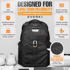 Everki Atlas Business 32L Laptop Backpack – Travel-Friendly Business & Office, Professional Backpack For Men & Women, Durable Computer Bag With Adjustable Padded Compartment, Fits 13"-17.3", Black