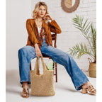 Trifabricy Beach Bags for Women, Large Beach Bag, Woven Straw Tote Bags Waterproof, Weaving Swim Shopping Travel Bag