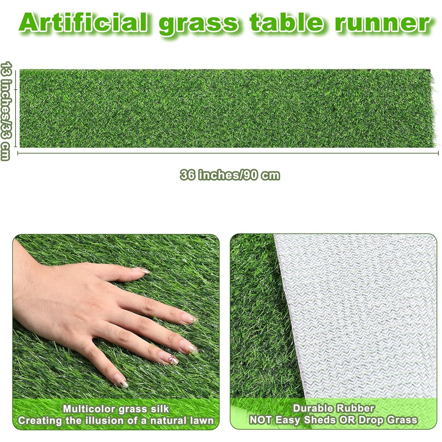 Artificial Grass Table Runner, 13 X 36 In Turf Table Runner - Realistic Faux Grass Runner For Golf Party, Wedding, Baby Shower, Indoor Outdoor Decor