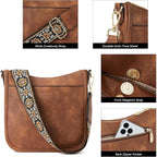 BOSTANTEN Crossbody Bags for Women Trendy Vegan Leather Hobo Purses Shoulder Handbags Wide Shoulder Strap