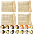 4 Pcs Bamboo Roll Sushi Mat, Sushi roll maker for Kimbap Sushi Maki Rolls, Easy Homemade (9.5" x 9.5")