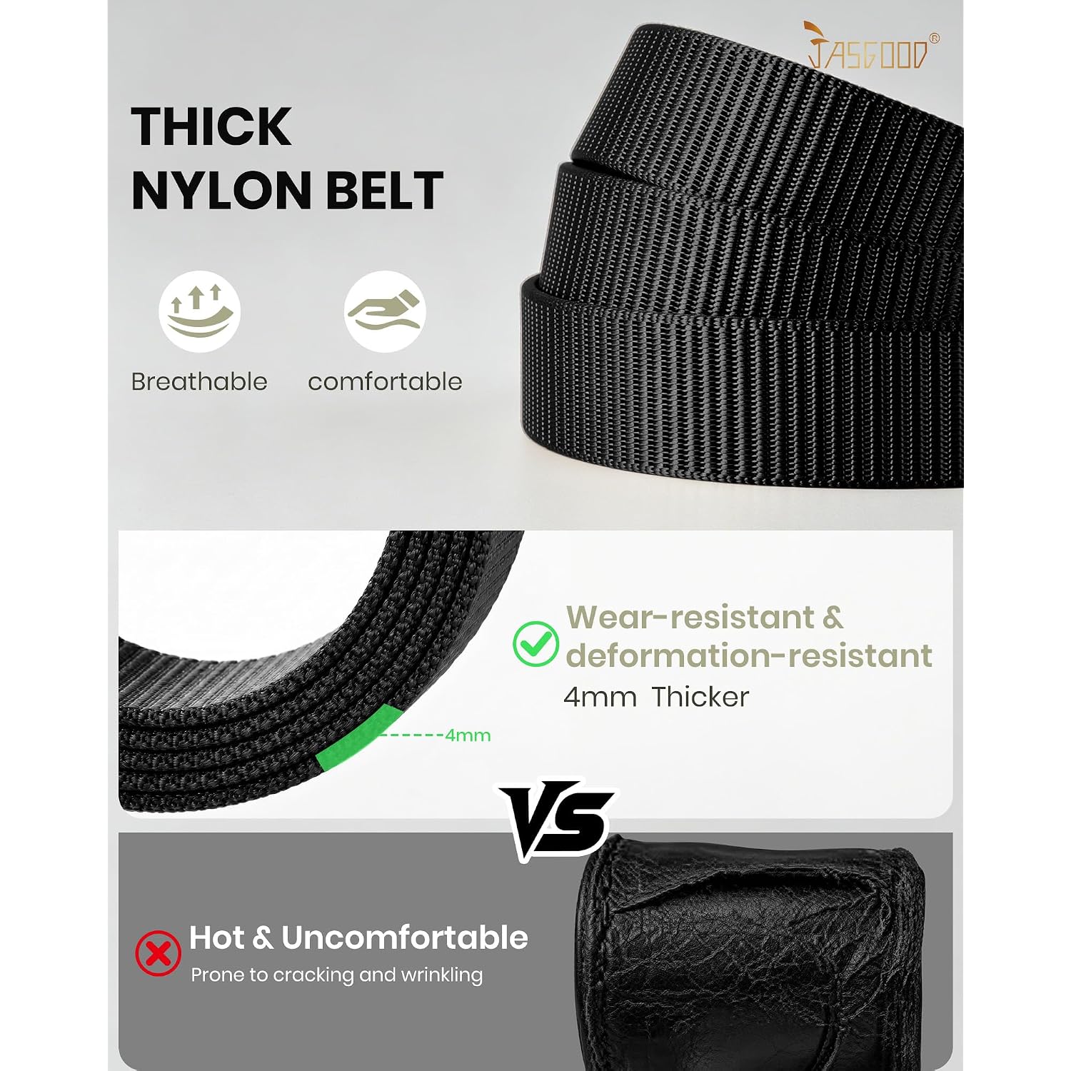 Jasgood Men'S Adjustable Nylon Ratchet Belt – Slide Buckle, Nylon Web Belt For Golf Work Casual