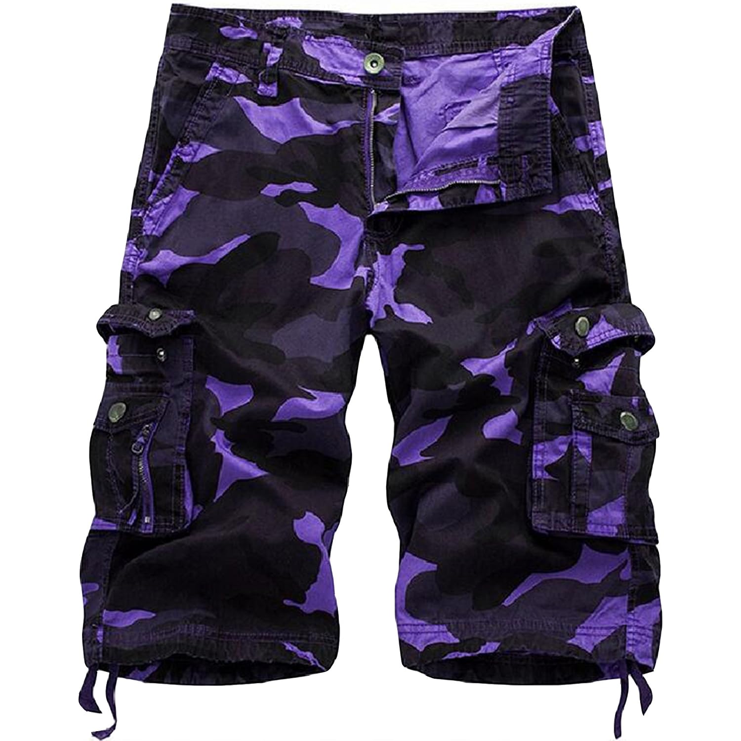 Mens Camo Cargo Shorts Cotton Multi-Pocket Outdoor Camouflage Cargo Shorts
