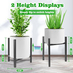 Plant Stand Indoor Adjustable, Metal Modern Plant Stands, Heavy Duty Stable Plant Pot Flower Holder Indoor Outdoor Corner, Fit 8 9 10 11 12 Inch Pots, Black (Pot & Plant Not Included)