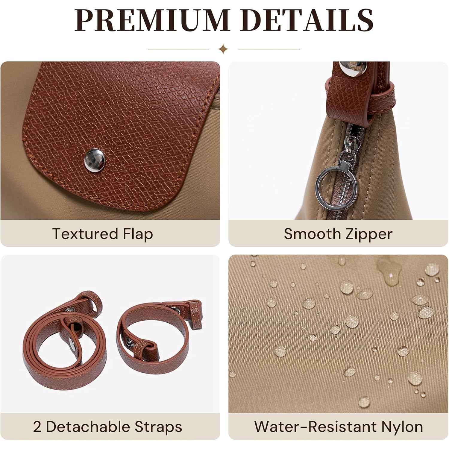 Mini Nylon Handbag For Women Crossbody, Small Shoulder Bag With 2 Straps, Convertible Dumpling Purse, Crescent Underarm Bag