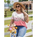 IN'VOLAND Womens Plus Size Tops Tunic Short Sleeve Crew Neck Shirts Casual Summer Blouse 1X-5X