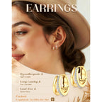 MILACOLATO 3 Pairs Small 14K Gold Plated Hoop Earrings for Women Trendy Hypoallergenic Silver Earring Stacks Huggie Hoops Earring Sets for Multiple Piercing Chunky Double Hoop Jewelry Lightweight