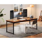 Coleshome 71 Inch Computer Desk With Usb Ports, Large Office Desk, Long Study Student Writing Desk, Rustic Brown