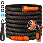 50Ft Flexible Garden Hose & 10Modes Nozzle,Lightweight Water Hose,Kink-Free,All-Weather Heavy Duty Hose For Rv,Boat,Car Wash,Garden,Yard,Camper,Outdoor (Orange-Black, 50 Feet)