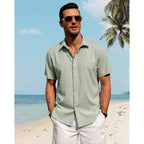 J.Ver Men'S Linen Shirts Casual Short Sleeve Button Down Shirt Beach Vacation Cruise Summer Wedding Cotton Tops