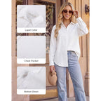 Grace Karin Women'S 2026 Cotton Button Down Blouses, Dressy Casual Long Sleeve Shirts, Trendy Summer Collared Work Tops
