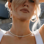 Freshwater Pearls Choker Necklace for Women Tiny Small Rice Pearl Strand Necklace 18K Gold Plated Bolo Lock