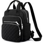 Small Backpack For Women Casual Quilted Square Bag Waterproof Multi Pockets Daypack Lightweight Top Handle Satchel