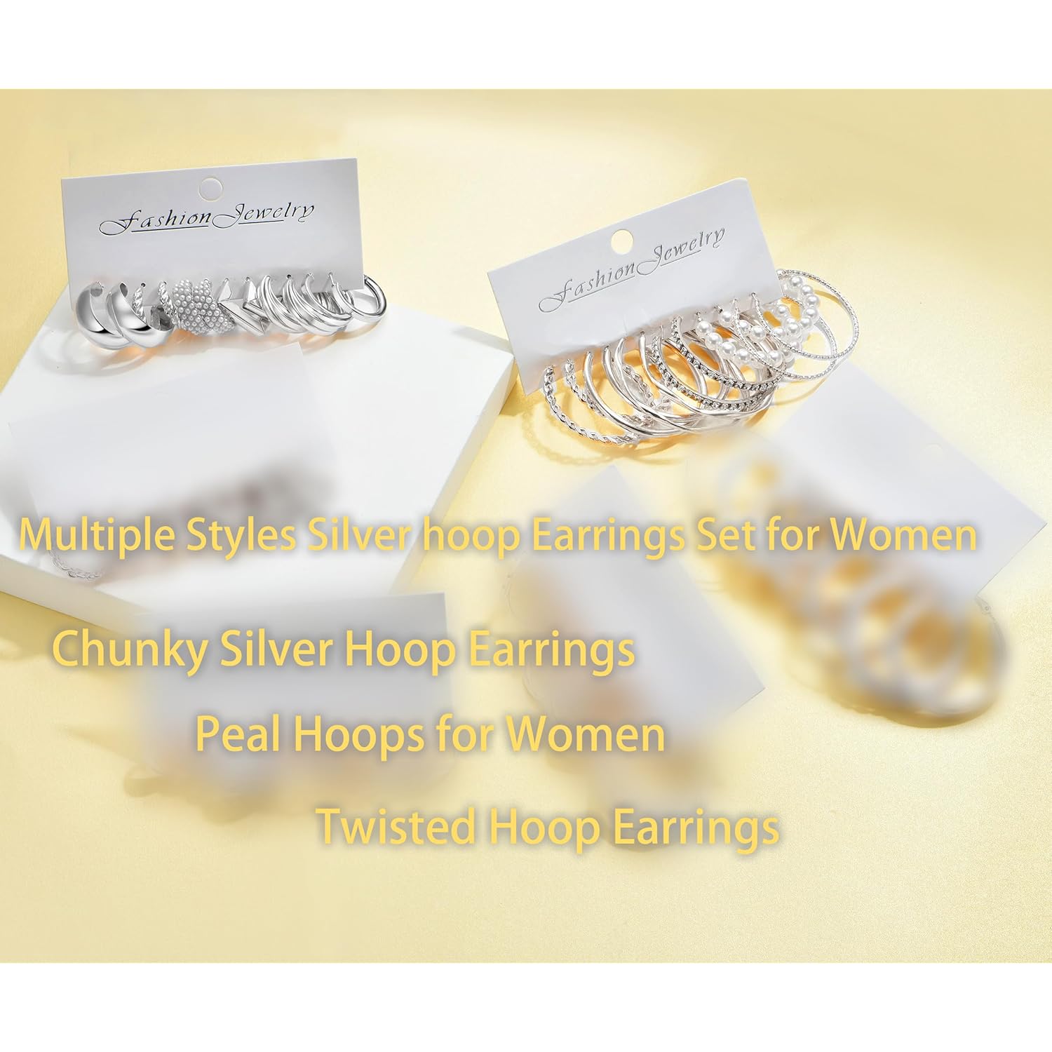 Gold Hoop Earrings Set for Women, Fashion Chunky Pearl Earrings Multipack Twisted Statement Earring Pack, Hypoallergenic Small Big Hoops Earrings for Birthday Party