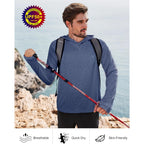 Roadbox Mens Upf 50+ Fishing Shirts, Long Sleeve Uv Sun Hoodie, Hiking Running Swim Athletic Workout Shirt