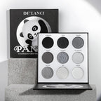 Black Smoky Eye Shadow Palette, De’Lanci Panda 9 Colors True Black Dark Grey Smokey Goth Makeup Pallet, 9 Soft Matte Shimmer High Pigmented Basic Black White Gray Shade For Halloween