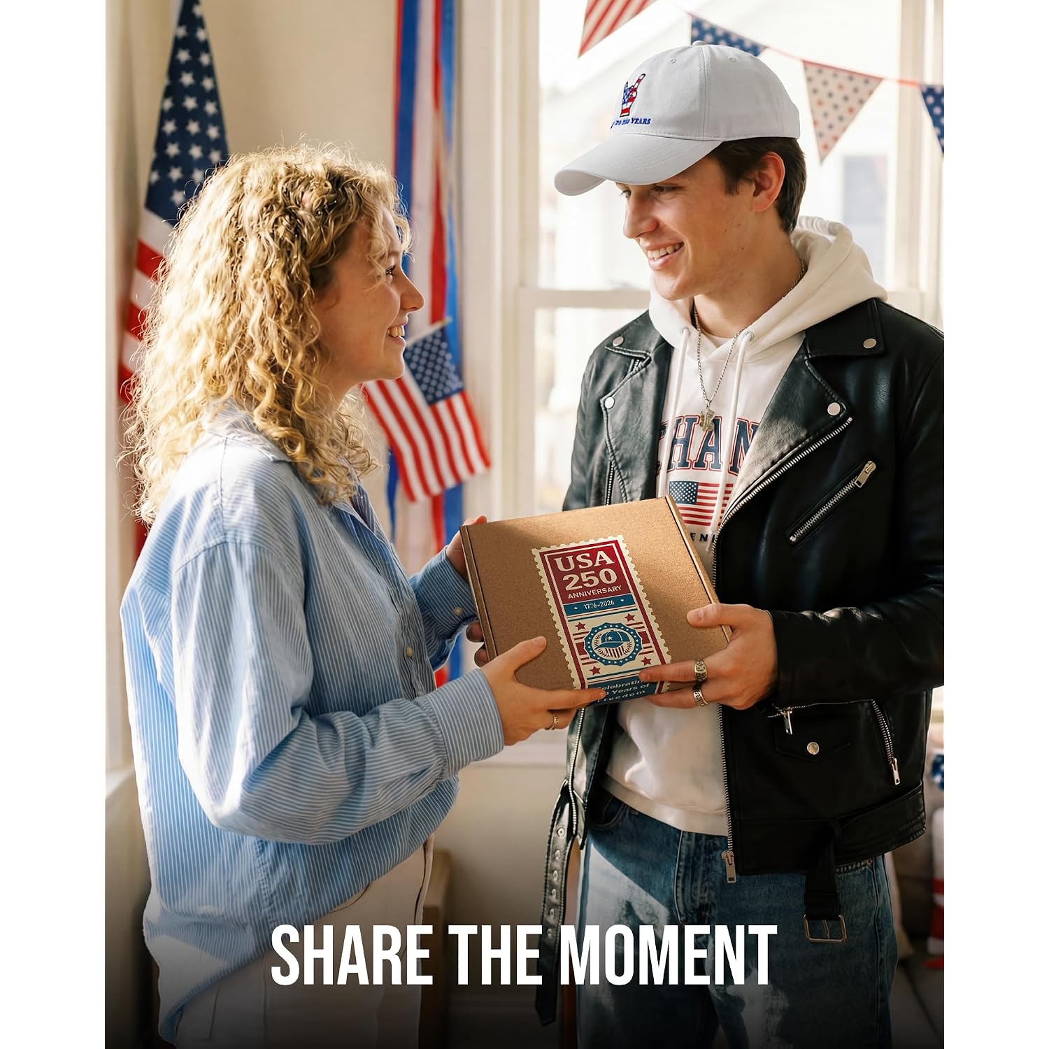 United States 250th Anniversary Celebration Hat, Low Profile Patriotic Cap Adjustable Baseball Cap for Men Women White