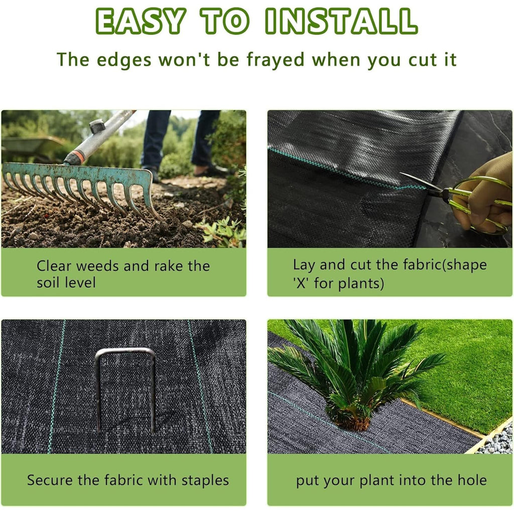 3Ftx50Ft Weed Barrier Landscape Fabric Heavy Duty，Weed Block Gardening Ground Cover Mat, Weed Control Garden Cloth ，Woven Geotextile Fabric For Underlayment，Commercial Driveway Fabric