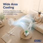 Ez-Chill 16” Oscillating Pedestal Fan, 3-Speed Options, 90-Degree Oscillating Head, Adjustable Height And Tilt, Powerful Air Flow, White, Mtsp15-16Az