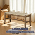 Alaterre Newport Solid Wood Entryway Bench With Rush Seat, Natural | 40” Shoe Bench, Modern Farmhouse Indoor Table Bench With Natural Seagrass Rush Seat, For Mudroom, Dining Room, Or Kitchen