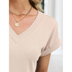ANRABESS Womens Waffle Knit Tops 2026 Summer Casual Short Sleeve V Neck T Shirts Basic Work Tee Spring Vacation Blouses