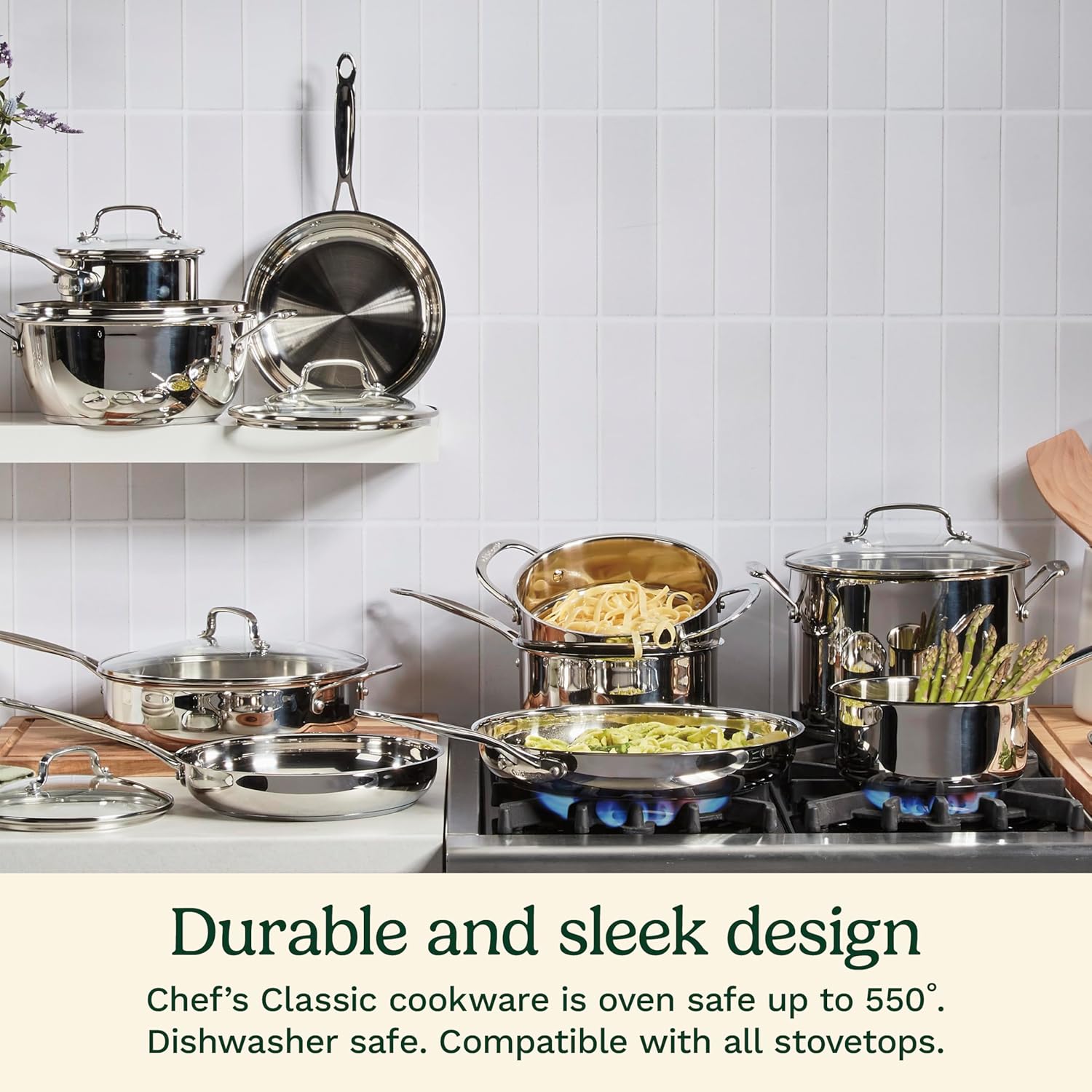 Cuisinart 1.5 Quart Sauce Pan with Cover, Stainless Steel Pot with Lid, Small Kitchen Pots, Dishwasher Safe, Compatible with Induction, Electric, Gas Cooktops, Oven Safe Saucepan, Cool Grip Handles