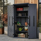 Heavy Duty Tall Storage Cabinet Outdoor Weatherproof, 28 Cuft Garage Storage Cabinet With 4 Adjustable Shelves, Lockable Kitchen Pantry Closer Organizer, 31Wx23Lx66H, Sage Grey
