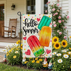 Summer Garden Flag Popsicles Double Sided 12X18 Inches Small Burlap Seasonal Welcome Yard Decoration For Outside Porch Cf1813-12
