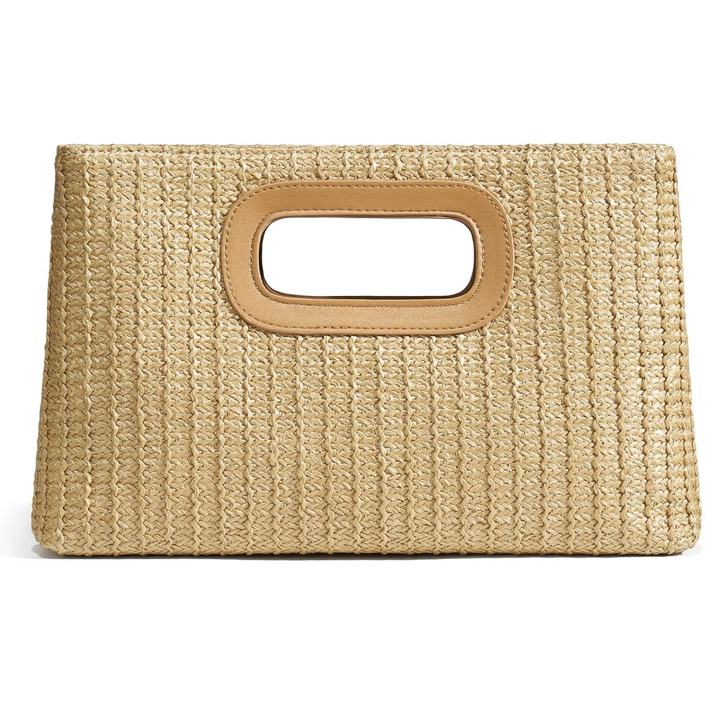 CHUNLI Chic Straw Clutch Purses for Women with Top Handle Summer Bag, Ideal Vacation Handbags and Woven Boho Beach Bags