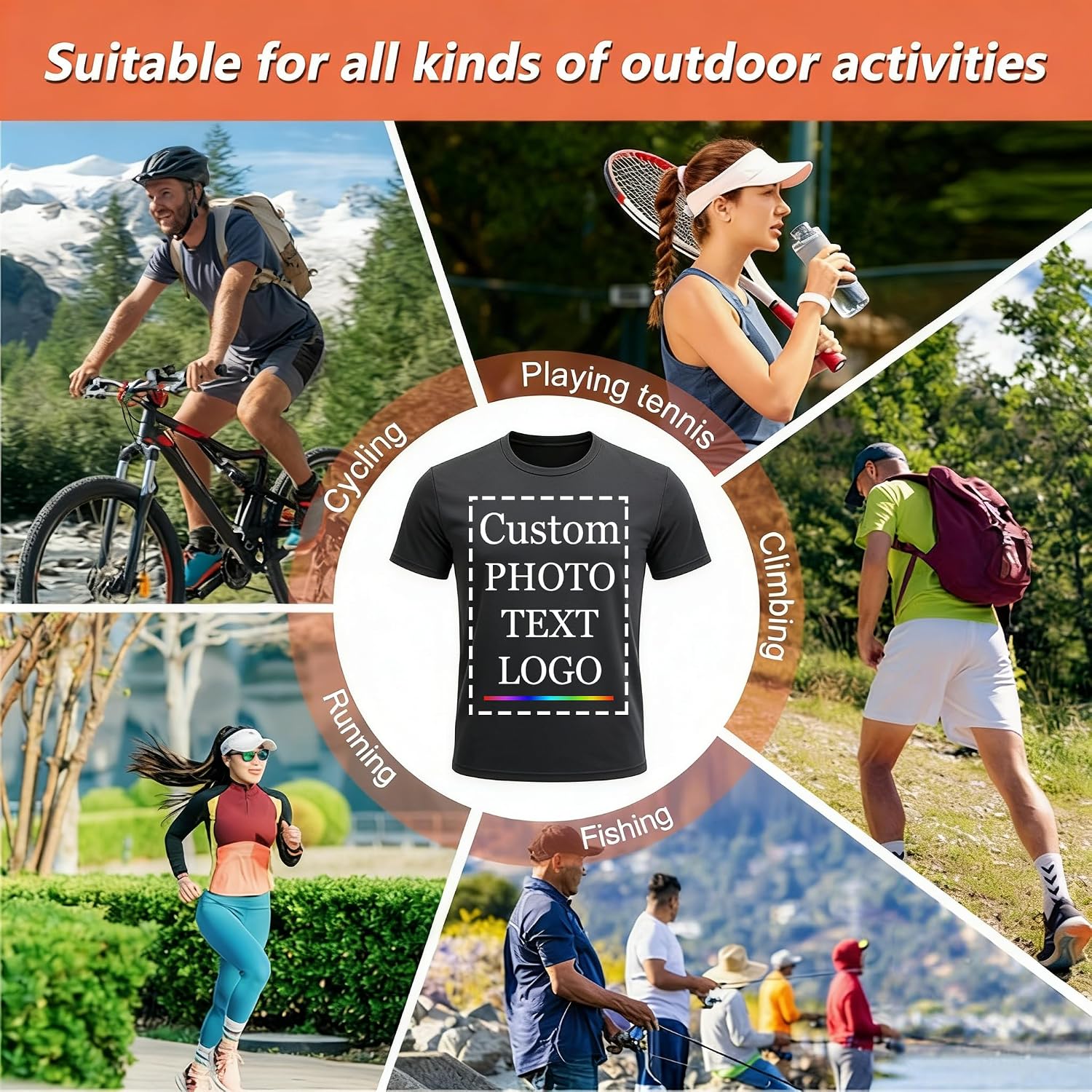 Custom T Shirts For Men Women,Personalized Shirts With Photo Logo Text,Customized T-Shirt For Front & Back Print