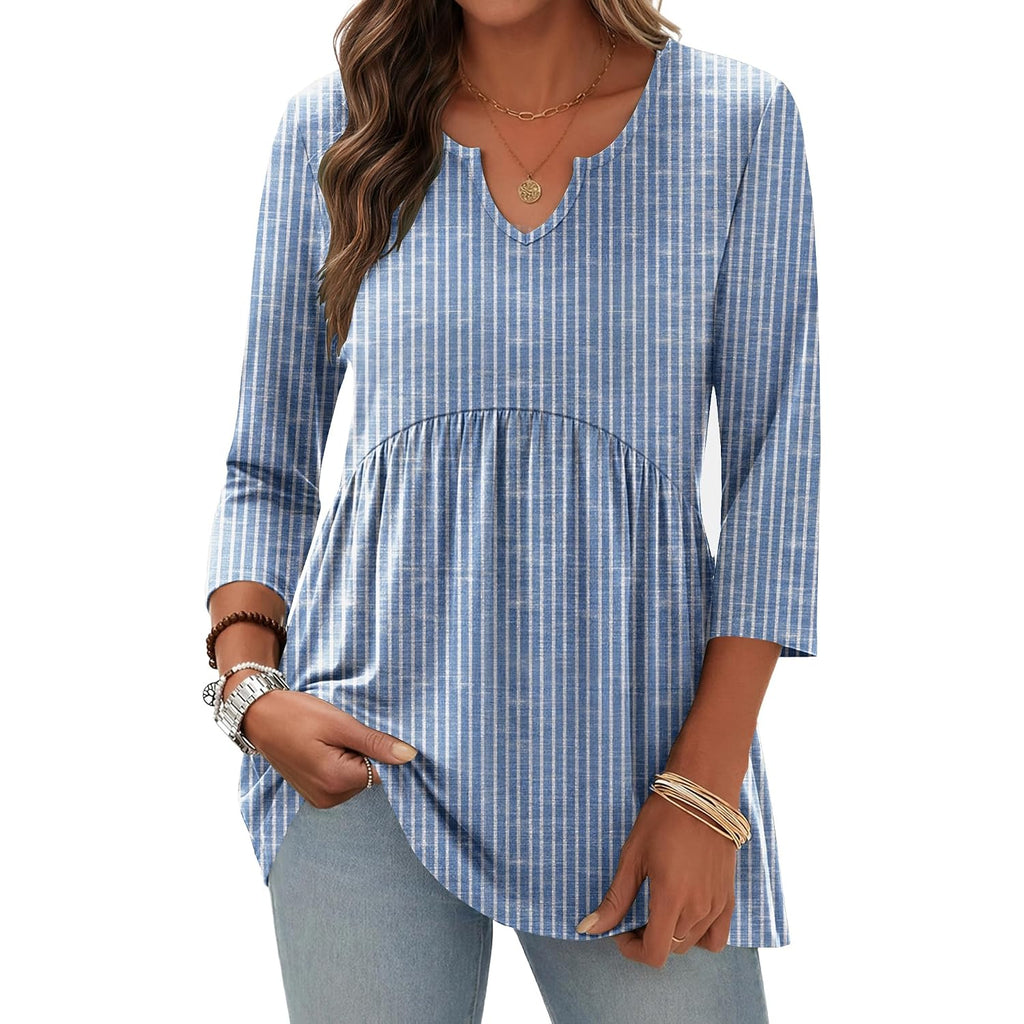 Zeagoo 3/4 Length Sleeve Womens Tops 2026 Blouses for Women Dressy Casual Fashion Clothing V Neck T-Shirts Summer Outfits