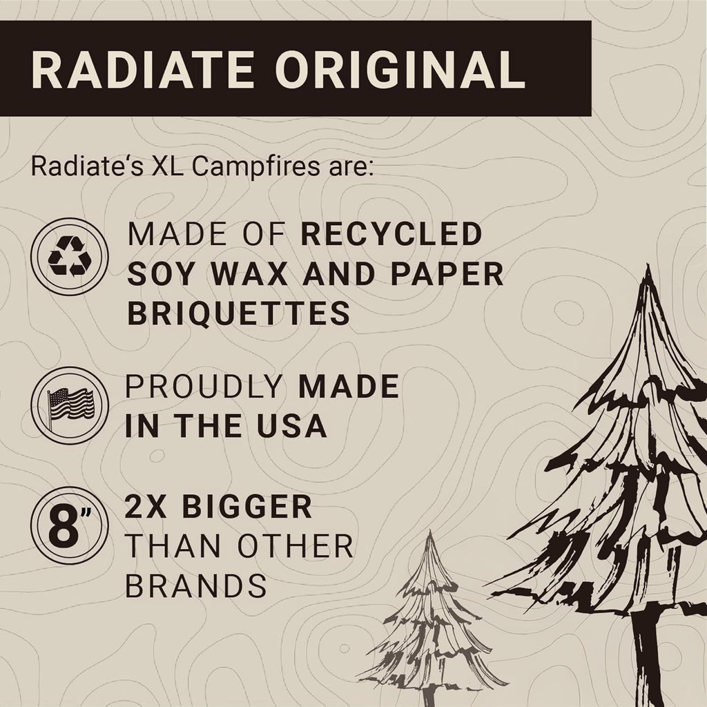 Radiate Xl 8" Portable Campfire As Seen On Shark Tank - Up To 2 Hours Of Burn Time - Reusable Travel Fire Pit For Camping, Patios & Beach Days - Portable Fire Pit - Made In Usa