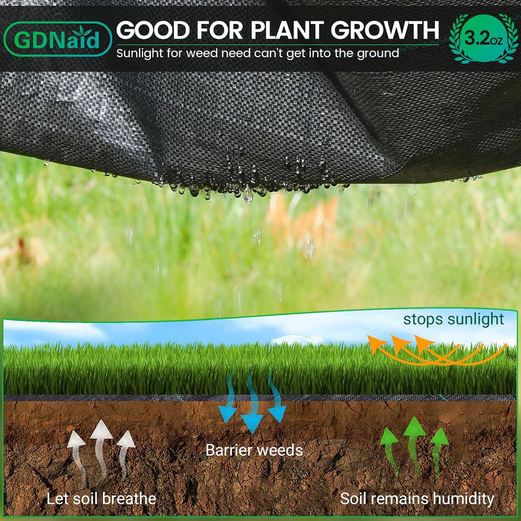 4Ftx100Ft Weed Barrier Landscape Fabric Heavy Duty, 3.2Oz Weed Barrier Fabric, Easy Setup Woven Garden Weed Fabric Landscaping Fabric