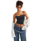 SUUKSESS Women Double Line Square Neck Tank Top Summer Y2K Going Out Basic Cami Shirt