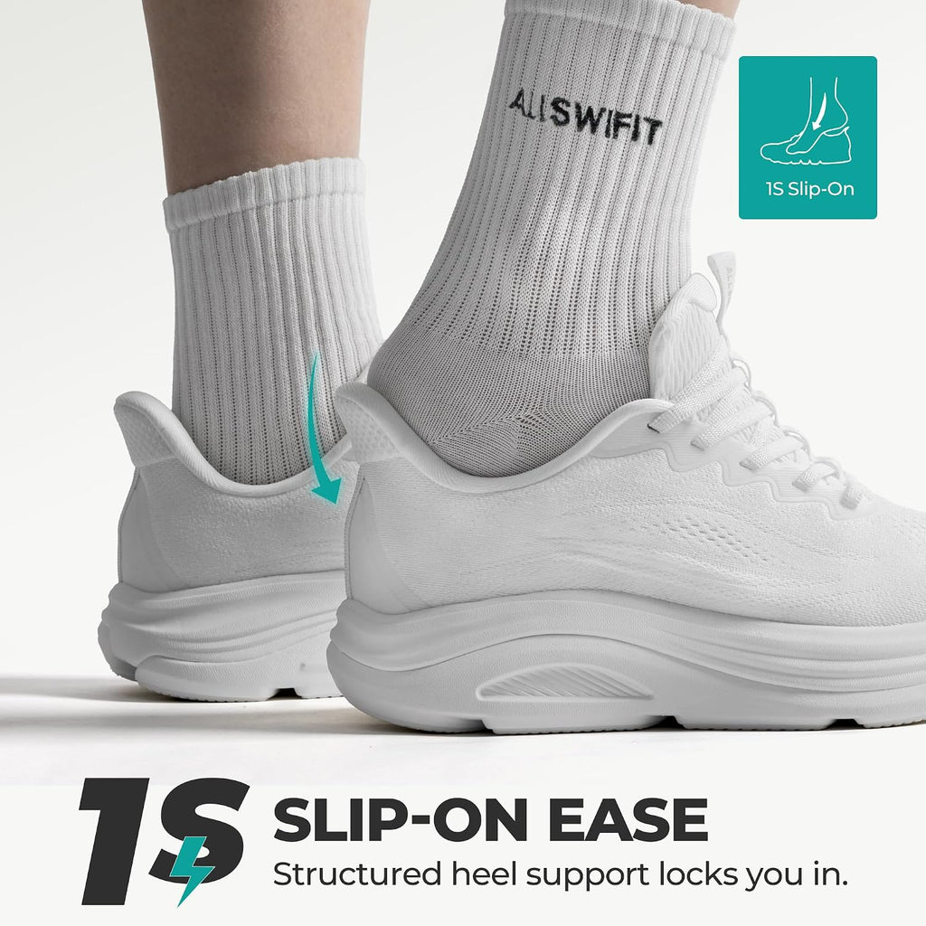 Allswifit Women'S Slip On Walking Shoes Hands-Free Cushion Running Tennis Comfortable Arch Support Gym Workout Athletic Fashion Sneakers Stedicloud