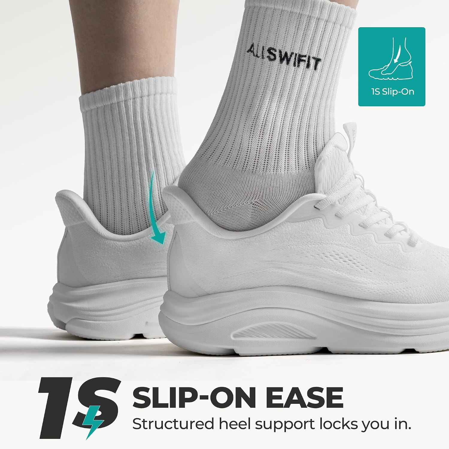 Allswifit Women'S Slip On Walking Shoes Hands-Free Cushion Running Tennis Comfortable Arch Support Gym Workout Athletic Fashion Sneakers Stedicloud