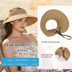 Oweisong Sun Visor Hat for Women Summer Straw Beach Hats Packable Wide Brim Hat with Ponytail Hole Beach Essentials