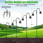 79 Inch Double Shepherds Hooks For Outdoor, Heavy Duty Bird Feeder Pole With 5 Prongs Base For Hanging Lantern, Hummingbird Feeder, Lightweight Plant, Shepherds Hook For Bird Feeders For Outside