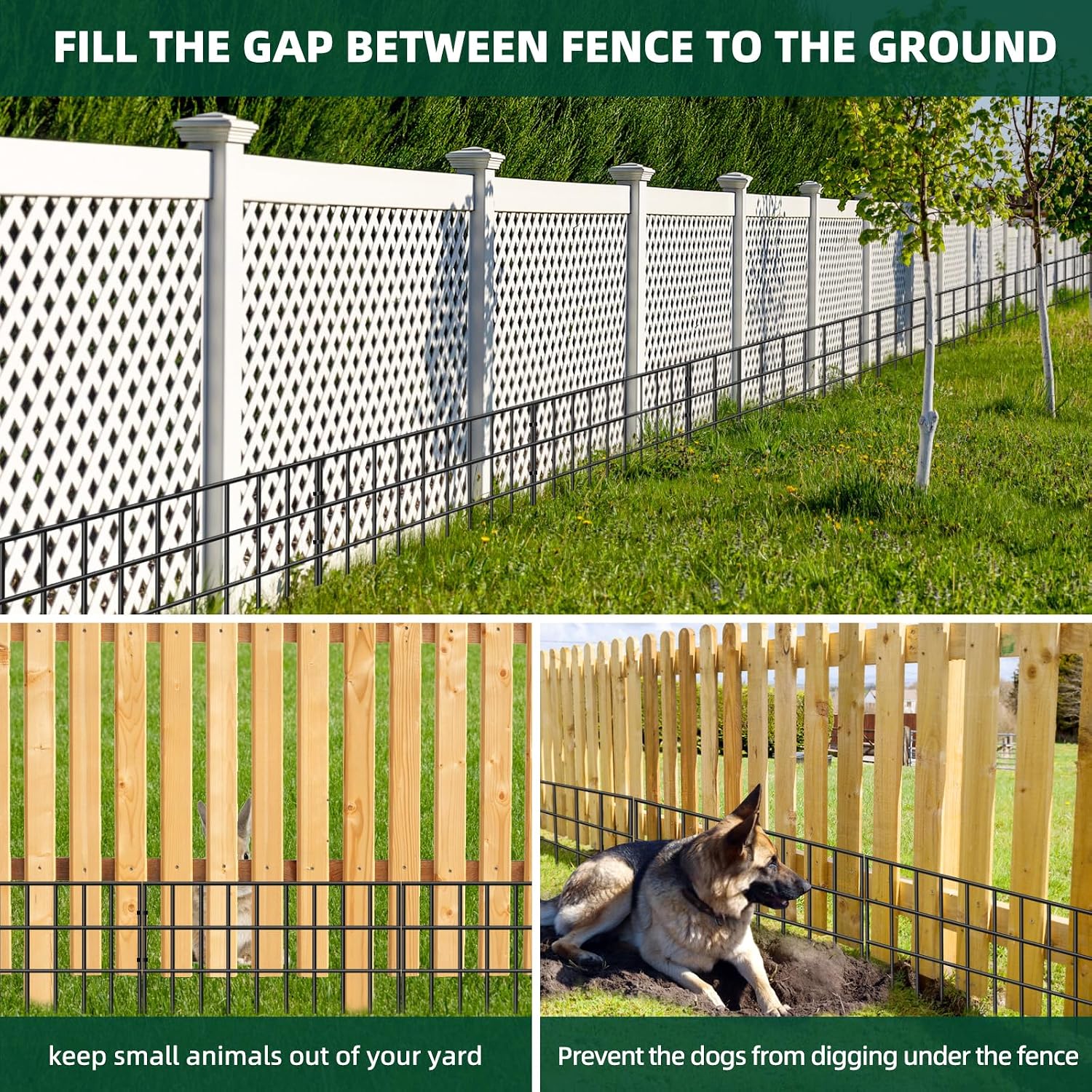 42.5Ft(L) X 13In(H) Animal Barrier Fence, 30 Panels No Dig Garden Fence For Dog Rabbit, Rustproof Anti Digging Barrier, Garden Edging Border Ground Defense For Outdoor, Yard, Patio