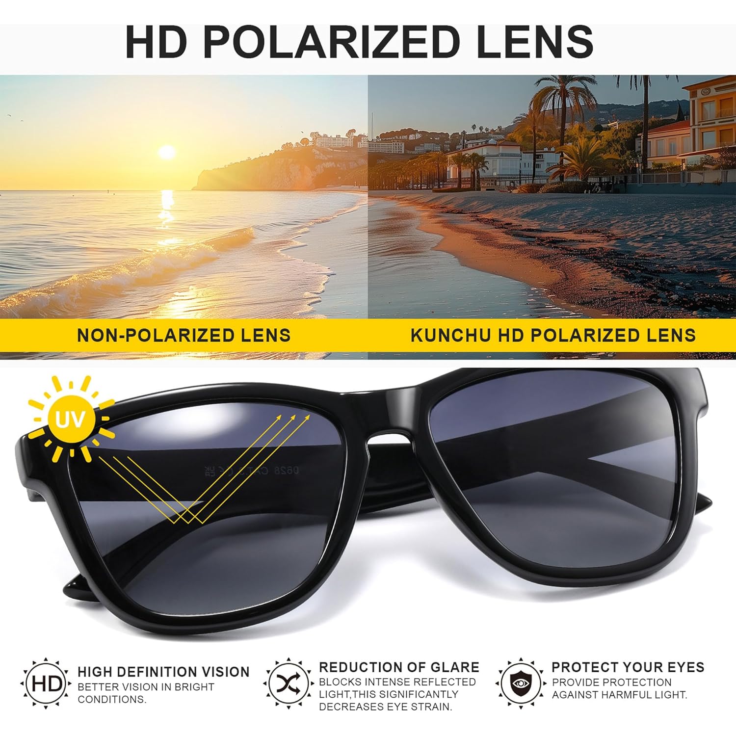 Polarized Sunglasses Womens Trendy Classic Retro Womens Sunglasses Men Driving Sun Glasses UV Protection