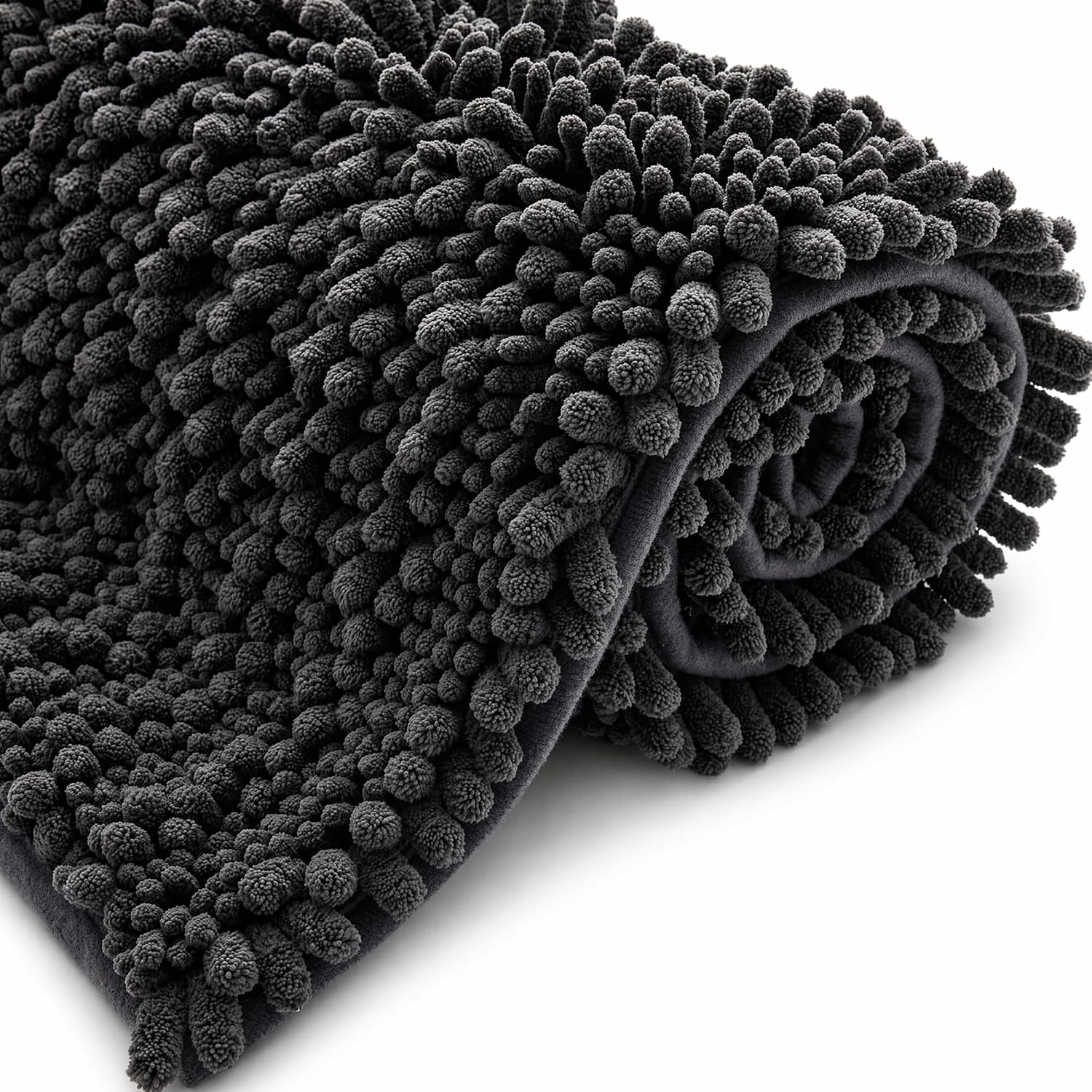 Ilango Bathroom Rugs Dark Grey 32X20,Extra Soft Absorbent Chenille Bath Rugs,Thick Non-Slip Shaggy Bath Mat,Machine Washable Quick Dry Bath Mats For Bathroom Floor, Tub, Shower Accessories