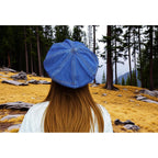 Bidadary Denim Newsboy Beret Hat for Women Cabbie Flat Cap French Newsboy Hat for Traveling Dark Blue