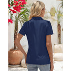 Women's Polo Shirts Short Sleeve V Neck Business Casual Tops Collared Cotton Golf Polos Work Summer Tees