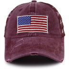 USA American Flag Trucker Hat for Women, Funny Adjustable Washed Embroidered Distressed Mesh Baseball Cap American Flag Embroidered Red
