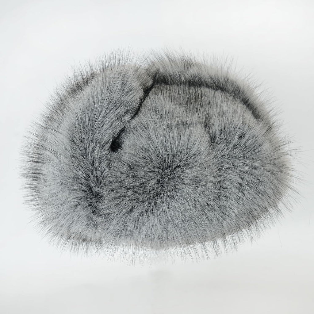 Faux Fur Russian Hat,Furry Warm Winter Trapper Hat with Earmuffs for Men and Women