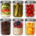 Wellife 6-Pack Mason Jars 16 Oz With Lids – Wide Mouth Glass Mason Jars, Airtight Leak-Proof Canning Jars 16 Oz For Food Storage, Fermenting, Pickling, Freezing, And Crafts
