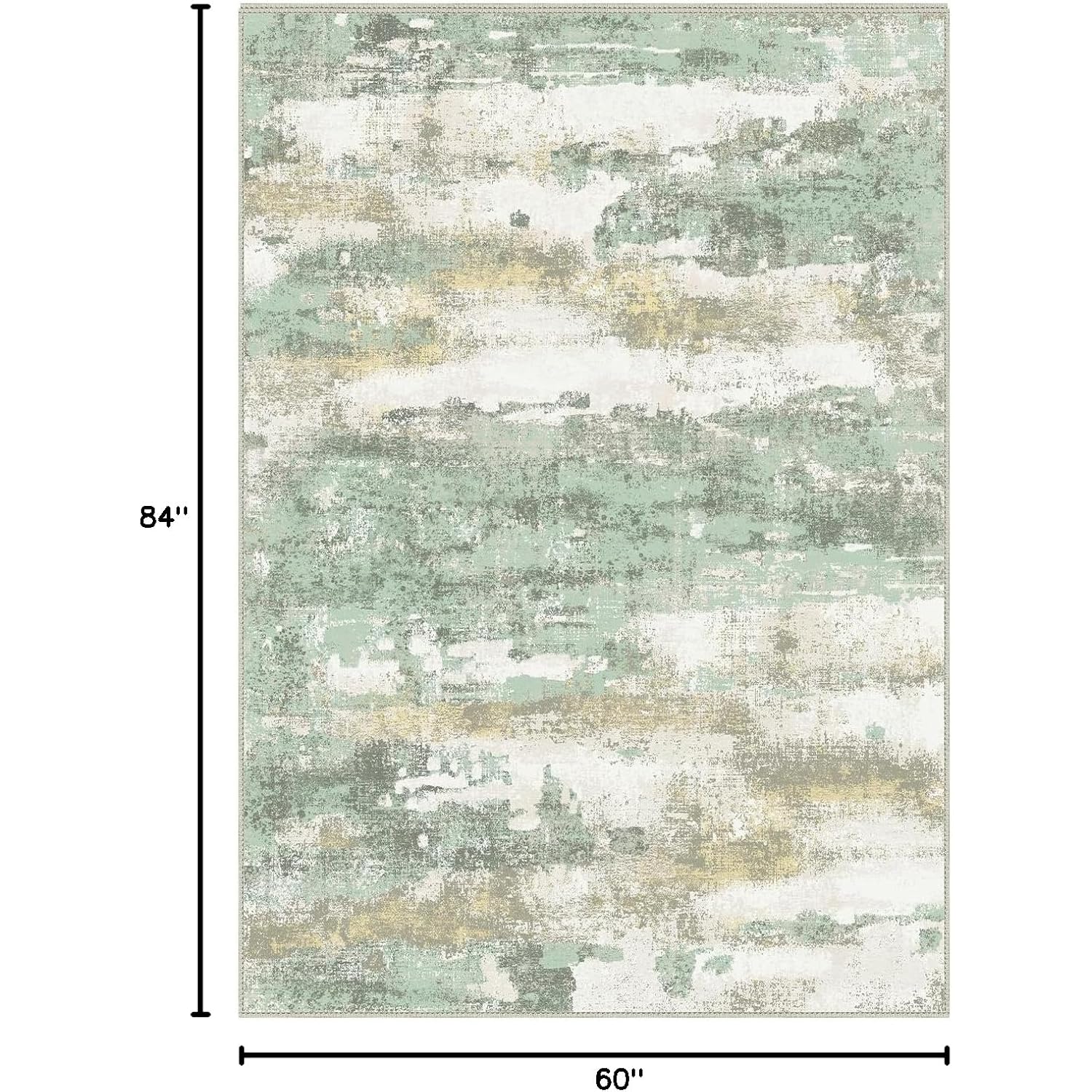 BEIMO Area Rugs 5x7 for Living Room Bedroom, Modern Abstract Machine Washable Large Light Green Rug Soft Rug, Low Pile Floor Carpet with Non Slip Backing for Dining Room