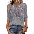 Lomon 3/4 Length Sleeve Womens Tops Dressy Casual Henley V Neck Blouses Loose Fit Tunics 2026 Trendy Summer Outfits