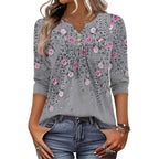 Lomon 3/4 Length Sleeve Womens Tops Dressy Casual Henley V Neck Blouses Loose Fit Tunics 2026 Trendy Summer Outfits